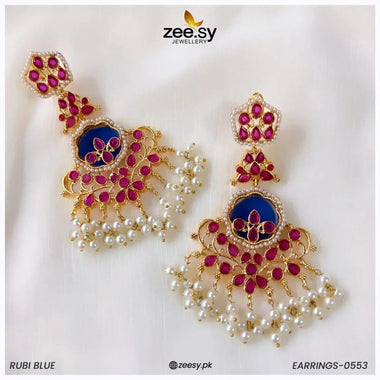 EARRINGS-0553 Rubi Blue Earrings - Zeesy Jewellery Pakistan | Premium Artificial & Imitation Jewellery