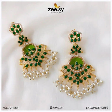 EARRINGS-0553 Full Green Earrings - Zeesy Jewellery Pakistan | Premium Artificial & Imitation Jewellery
