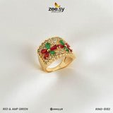 RING-8182 Red & Green Finger Ring - Zeesy Jewellery Pakistan