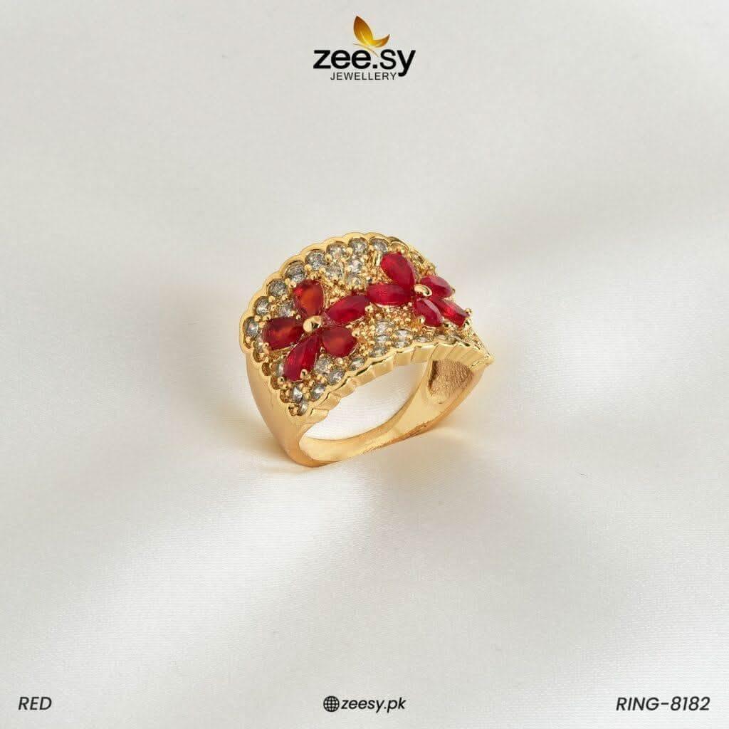 RING-8182 Red Finger Ring - Zeesy Jewellery Pakistan