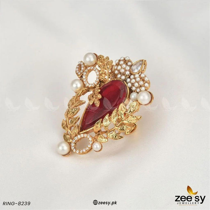 RING-8239 Red Finger Ring - Zeesy Jewellery Pakistan | Premium Artificial & Imitation Jewellery