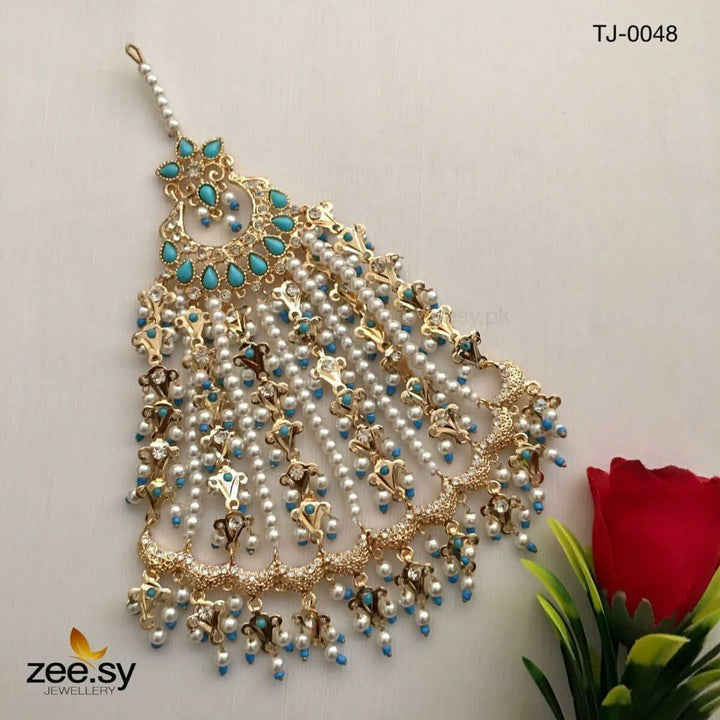 Peacock Gemstone Pearl Jhumar Feroza jhumar - Zeesy Jewellery Pakistan | Premium Artificial & Imitation Jewellery