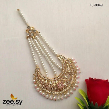 Inshara Pearl Drop Chand Jhumar Pink jhumar - Zeesy Jewellery Pakistan | Premium Artificial & Imitation Jewellery
