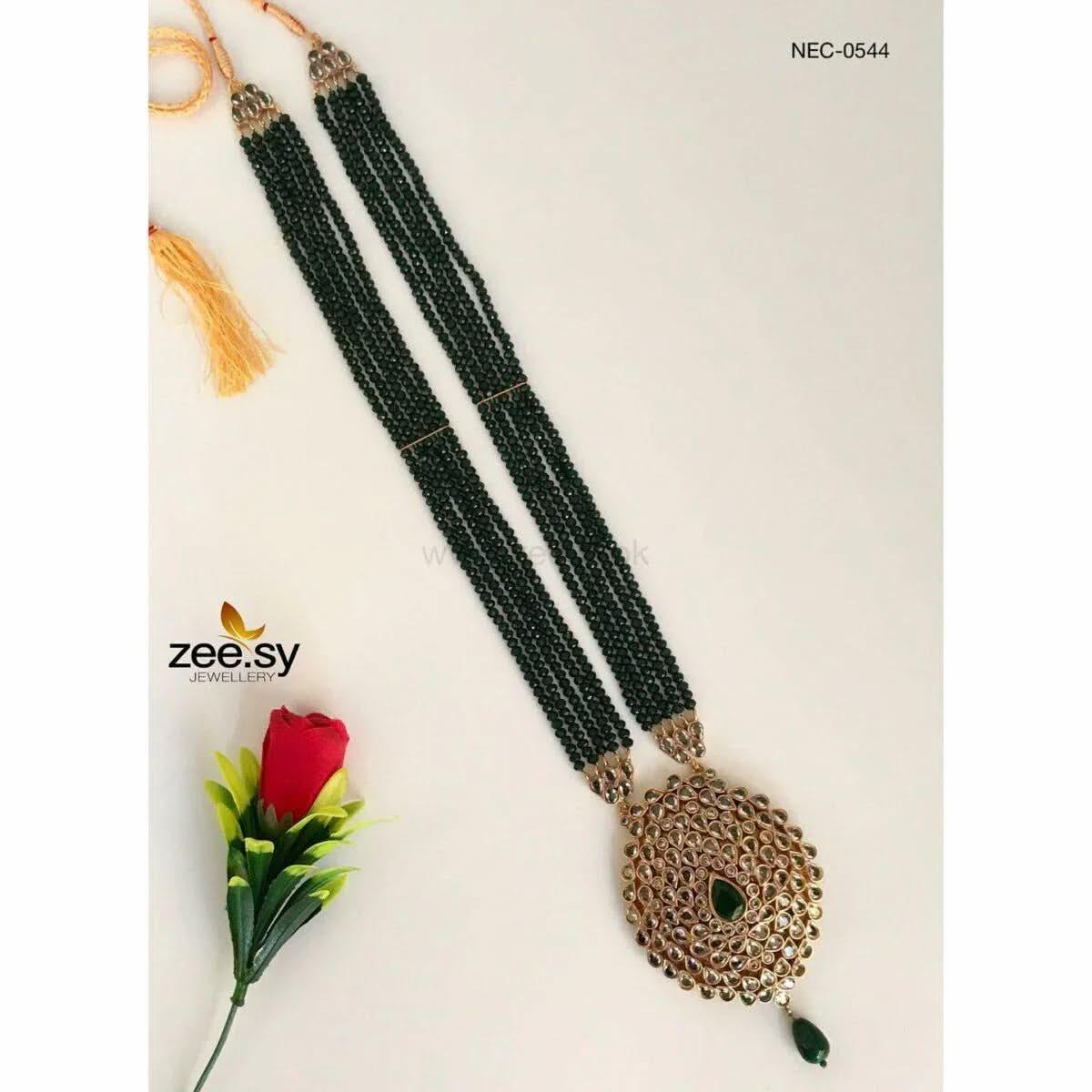 MAHNOOR MALLA NECKLACE-0544 Green Malla Necklace - Zeesy Jewellery Pakistan