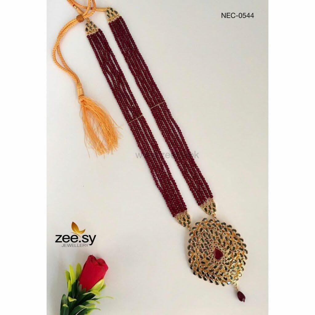 MAHNOOR MALLA NECKLACE-0544 Red Malla Necklace - Zeesy Jewellery Pakistan