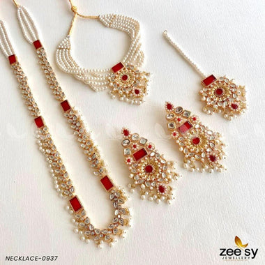 MALLA NECKLACE-0937 Red Necklace Sets - Zeesy Jewellery Pakistan | Premium Artificial & Imitation Jewellery