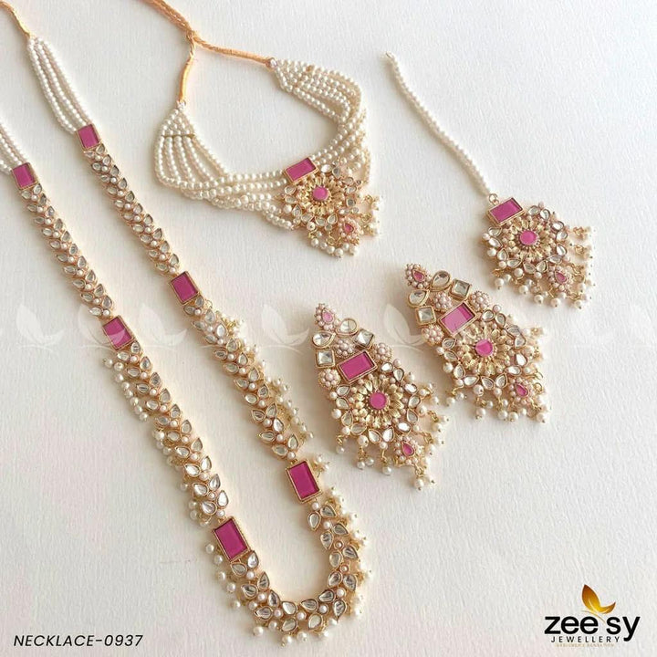 MALLA NECKLACE-0937 Pink Necklace Sets - Zeesy Jewellery Pakistan | Premium Artificial & Imitation Jewellery