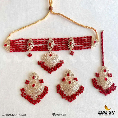 NECKLACE-0003 Red Necklace Sets - Zeesy Jewellery Pakistan | Premium Artificial & Imitation Jewellery