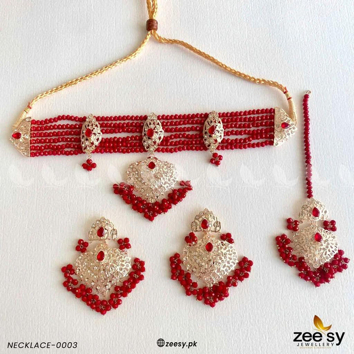 NECKLACE-0003 Red Necklace Sets - Zeesy Jewellery Pakistan | Premium Artificial & Imitation Jewellery