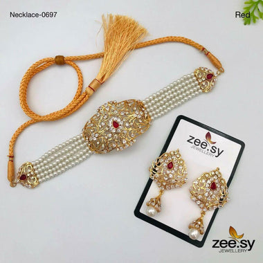 NECKLACE-0697 Red Necklace Sets - Zeesy Jewellery Pakistan | Premium Artificial & Imitation Jewellery
