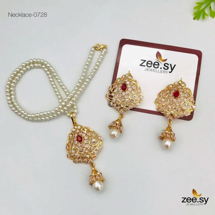 Egyptian Pearl Drop Necklace Set Necklace Sets - Zeesy Jewellery Pakistan | Premium Artificial & Imitation Jewellery