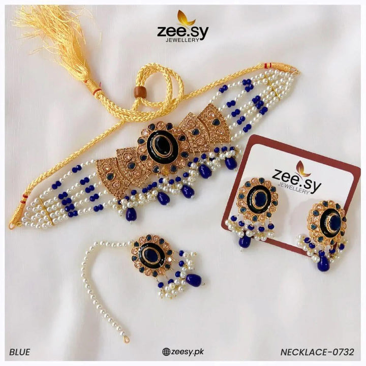 NECKLACE-0732 Blue Necklace Sets - Zeesy Jewellery Pakistan | Premium Artificial & Imitation Jewellery