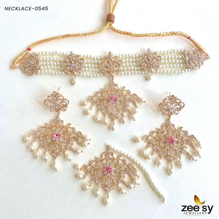 SUNFLOWER NECKLACE-0545 Pink Necklace Sets - Zeesy Jewellery Pakistan | Premium Artificial & Imitation Jewellery