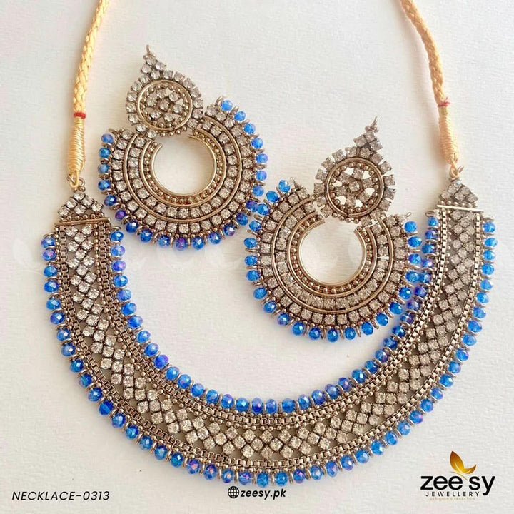 NECKLACE-0313 Blue Necklace Sets - Zeesy Jewellery Pakistan | Premium Artificial & Imitation Jewellery