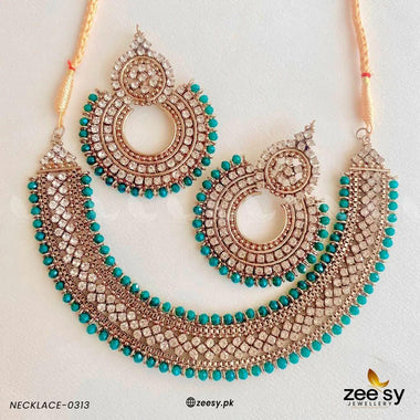 NECKLACE-0313 Green Necklace Sets - Zeesy Jewellery Pakistan | Premium Artificial & Imitation Jewellery