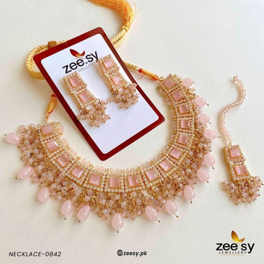 NECKLACE-0842 Pink Necklace Sets - Zeesy Jewellery Pakistan | Premium Artificial & Imitation Jewellery