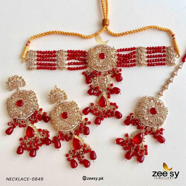 NECKLACE-0849 Red Necklace Sets - Zeesy Jewellery Pakistan | Premium Artificial & Imitation Jewellery