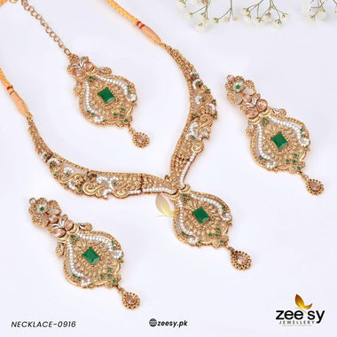 NECKLACE-0916 Green Necklace Sets - Zeesy Jewellery Pakistan | Premium Artificial & Imitation Jewellery