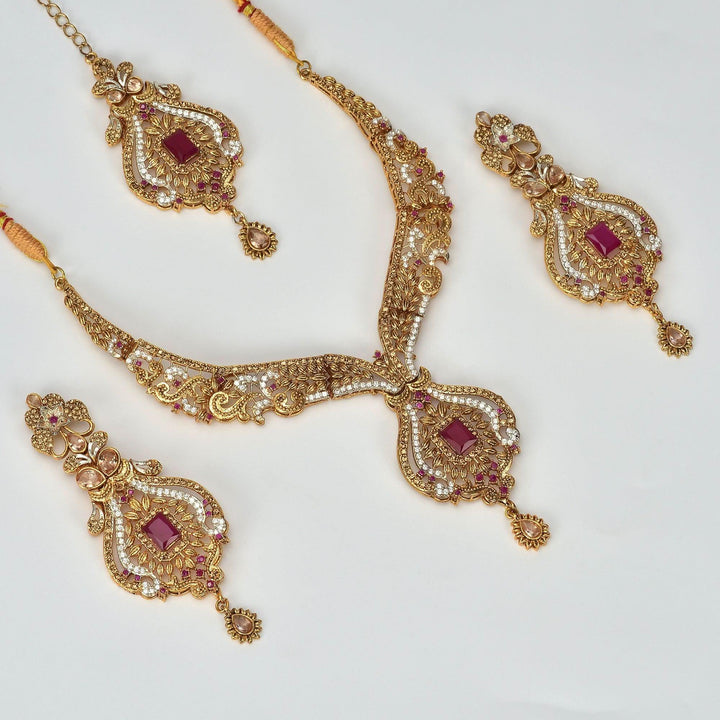 NECKLACE-0916 Red Necklace Sets - Zeesy Jewellery Pakistan | Premium Artificial & Imitation Jewellery