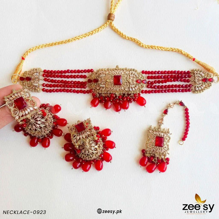 NECKLACE-0923 Red Necklace Sets - Zeesy Jewellery Pakistan | Premium Artificial & Imitation Jewellery