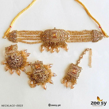 NECKLACE-0923 Champagne Necklace Sets - Zeesy Jewellery Pakistan | Premium Artificial & Imitation Jewellery