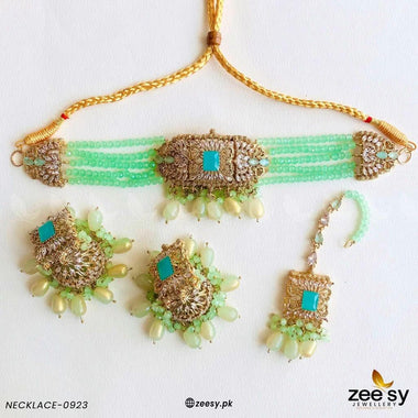 NECKLACE-0923 Mint Green Necklace Sets - Zeesy Jewellery Pakistan | Premium Artificial & Imitation Jewellery
