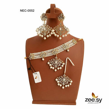 CRYSTAL NECKLACE-0552 White Pearl Necklace Sets - Zeesy Jewellery Pakistan | Premium Artificial & Imitation Jewellery