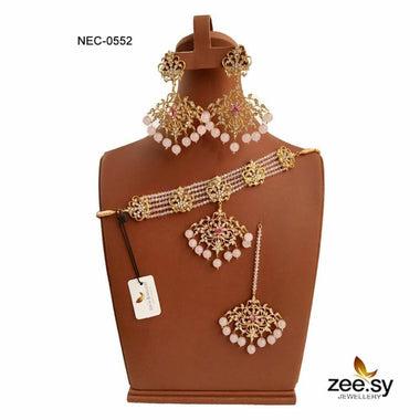 CRYSTAL NECKLACE-0552 Crystal Pink Necklace Sets - Zeesy Jewellery Pakistan | Premium Artificial & Imitation Jewellery