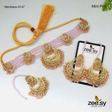 NECKLACE-0147 Mint Pink Necklace Sets - Zeesy Jewellery Pakistan | Premium Artificial & Imitation Jewellery