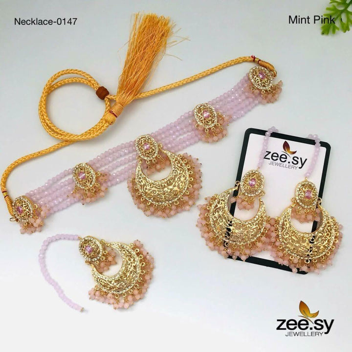 NECKLACE-0147 Mint Pink Necklace Sets - Zeesy Jewellery Pakistan | Premium Artificial & Imitation Jewellery