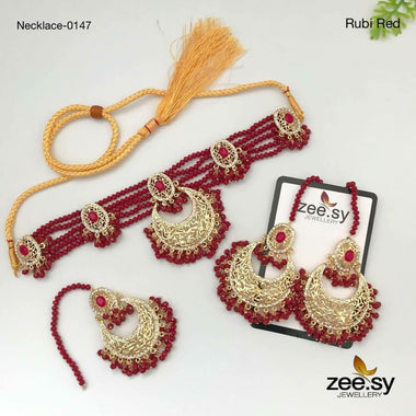 NECKLACE-0147 Rubi Red Necklace Sets - Zeesy Jewellery Pakistan | Premium Artificial & Imitation Jewellery