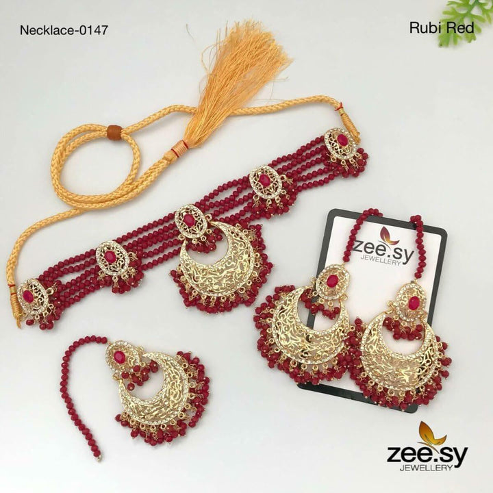 NECKLACE-0147 Rubi Red Necklace Sets - Zeesy Jewellery Pakistan | Premium Artificial & Imitation Jewellery