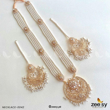 MALLA NECKLACE-0042 Golden Necklace Sets - Zeesy Jewellery Pakistan | Premium Artificial & Imitation Jewellery