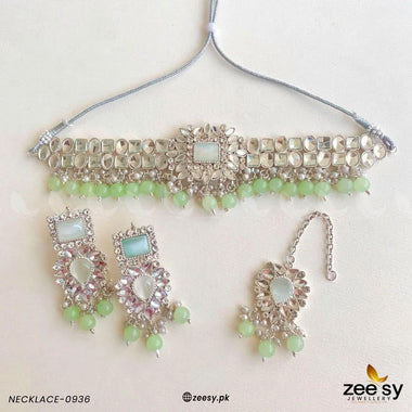 NECKLACE-0936 Pista Green Necklace Sets - Zeesy Jewellery Pakistan | Premium Artificial & Imitation Jewellery