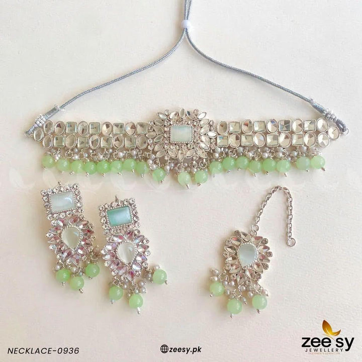 NECKLACE-0936 Pista Green Necklace Sets - Zeesy Jewellery Pakistan | Premium Artificial & Imitation Jewellery