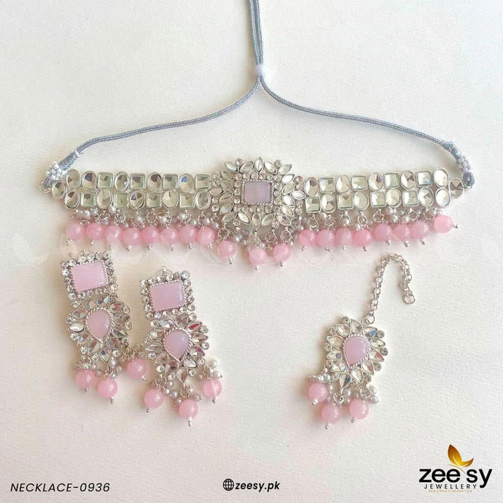 NECKLACE-0936 Pink Necklace Sets - Zeesy Jewellery Pakistan | Premium Artificial & Imitation Jewellery