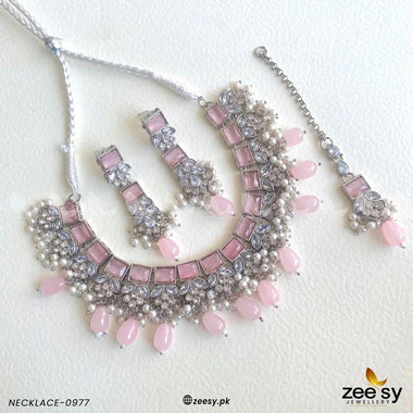 NECKLACE-0977 Mint Pink Necklace Sets - Zeesy Jewellery Pakistan | Premium Artificial & Imitation Jewellery