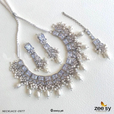 NECKLACE-0977 White Necklace Sets - Zeesy Jewellery Pakistan | Premium Artificial & Imitation Jewellery