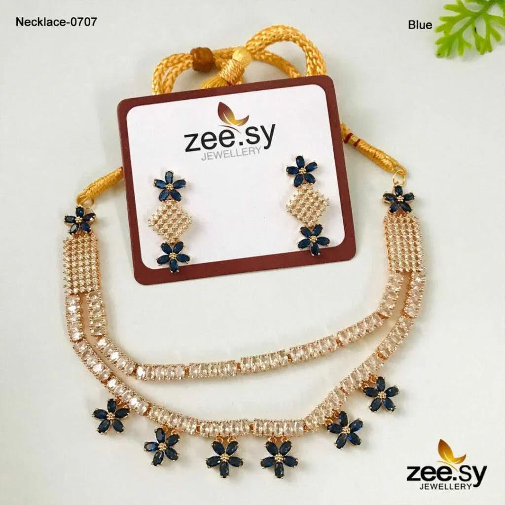 PARTY WEAR NECKLACE-0707 Blue Necklace Sets - Zeesy Jewellery Pakistan