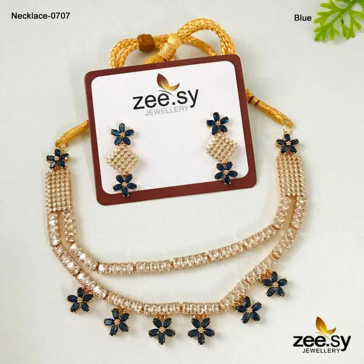 PARTY WEAR NECKLACE-0707 Blue Necklace Sets - Zeesy Jewellery Pakistan | Premium Artificial & Imitation Jewellery