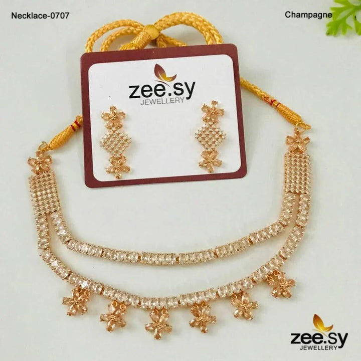 PARTY WEAR NECKLACE-0707 Champagne Necklace Sets - Zeesy Jewellery Pakistan | Premium Artificial & Imitation Jewellery