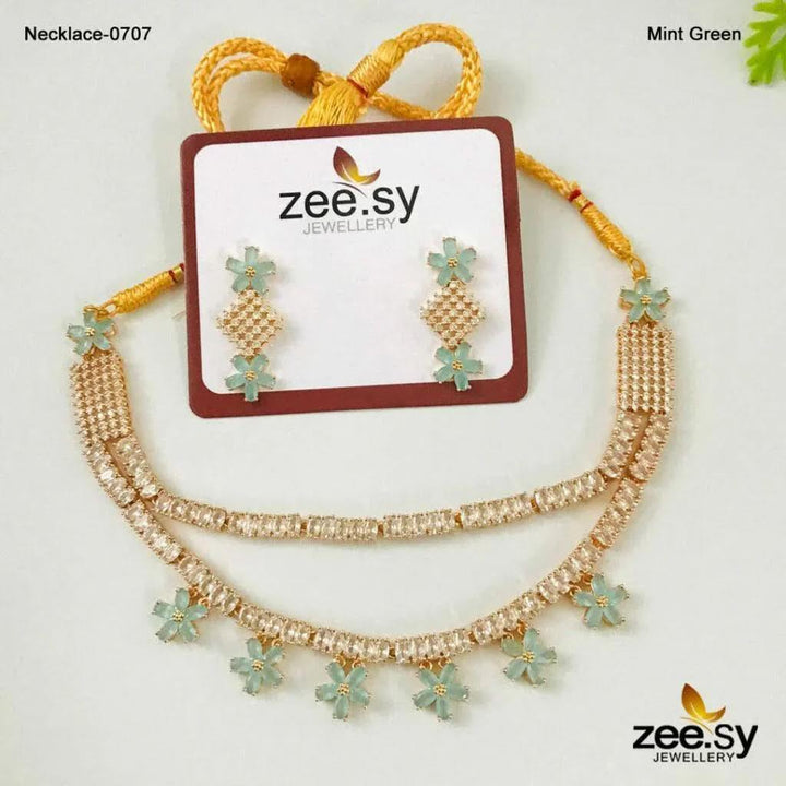 PARTY WEAR NECKLACE-0707 Mint Green Necklace Sets - Zeesy Jewellery Pakistan | Premium Artificial & Imitation Jewellery