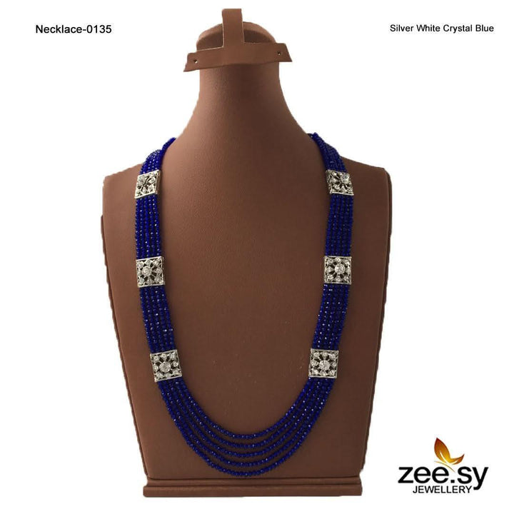NECKLACE-0135 Crystal Blue Necklace Sets - Zeesy Jewellery Pakistan | Premium Artificial & Imitation Jewellery