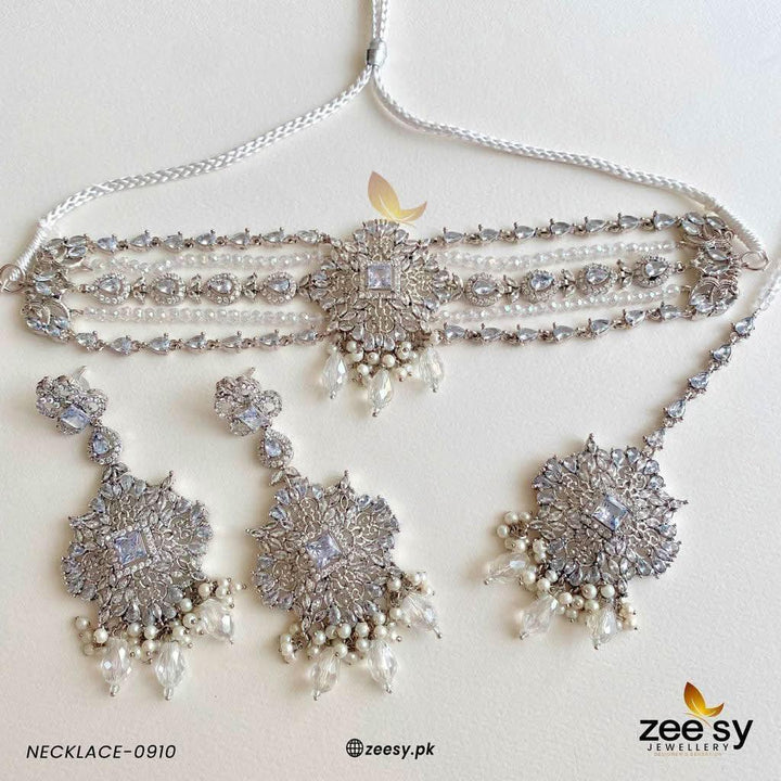 NECKLACE-0910 Silver Necklace Sets - Zeesy Jewellery Pakistan | Premium Artificial & Imitation Jewellery