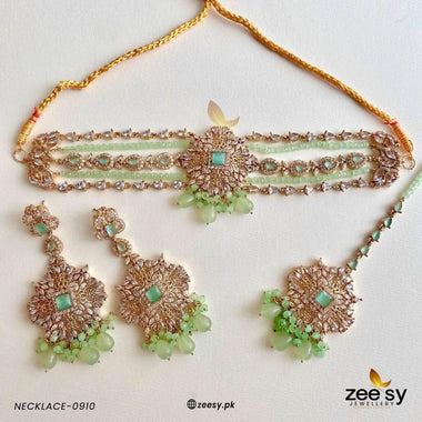 NECKLACE-0910 Pista Green Necklace Sets - Zeesy Jewellery Pakistan | Premium Artificial & Imitation Jewellery