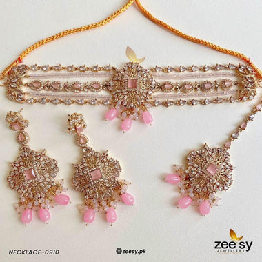 NECKLACE-0910 Pink Necklace Sets - Zeesy Jewellery Pakistan | Premium Artificial & Imitation Jewellery