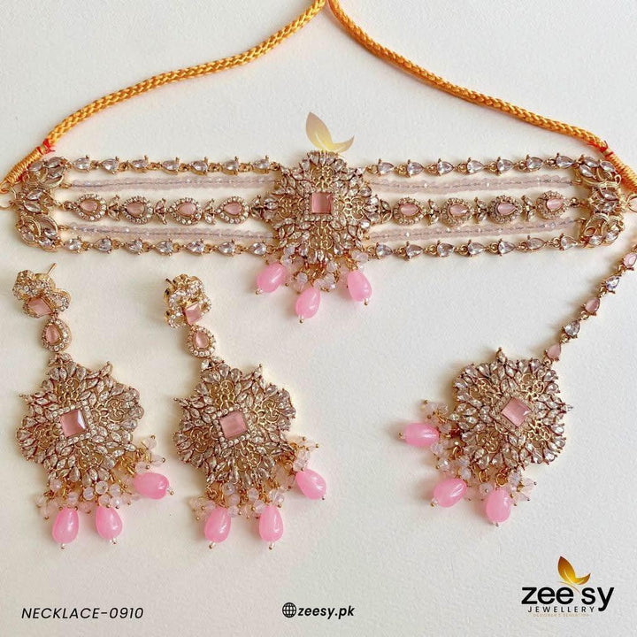 NECKLACE-0910 Pink Necklace Sets - Zeesy Jewellery Pakistan | Premium Artificial & Imitation Jewellery
