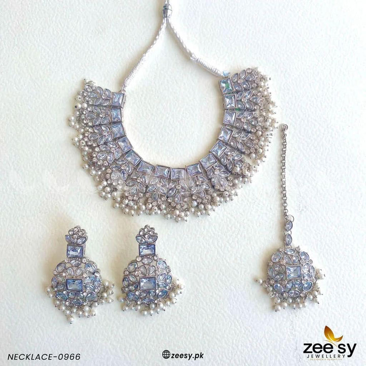 Imperial Heirloom Luxe Bridal Set Silver Necklace Sets - Zeesy Jewellery Pakistan | Premium Artificial & Imitation Jewellery