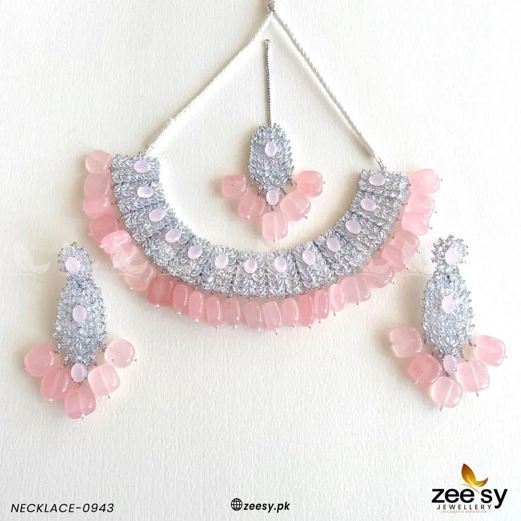NECKLACE-0943 Mint Pink Necklace Sets - Zeesy Jewellery Pakistan | Premium Artificial & Imitation Jewellery