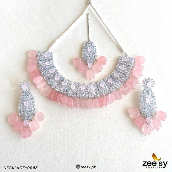 NECKLACE-0943 Mint Pink Necklace Sets - Zeesy Jewellery Pakistan | Premium Artificial & Imitation Jewellery